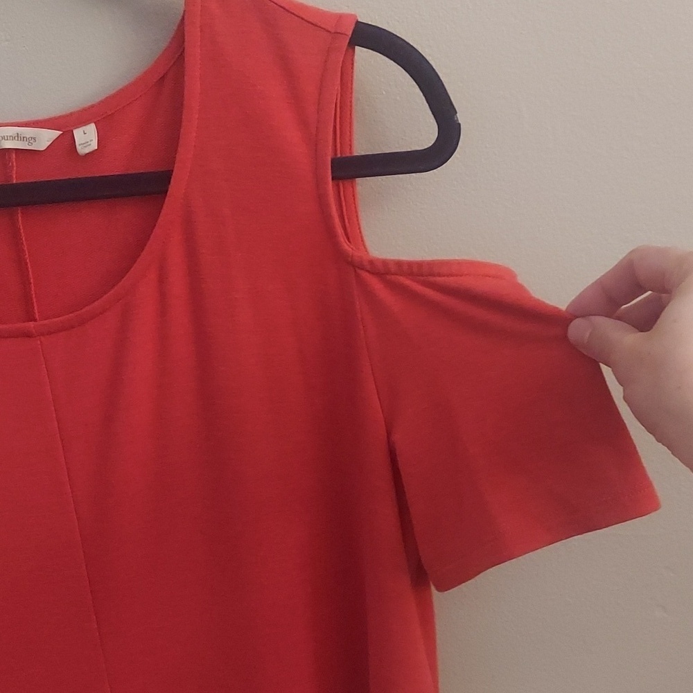 SOFT SURROUNDINGS Coral Short Sleeve Cold-Shoulder Swing Midi Dress L Flowy - Picture 4 of 9